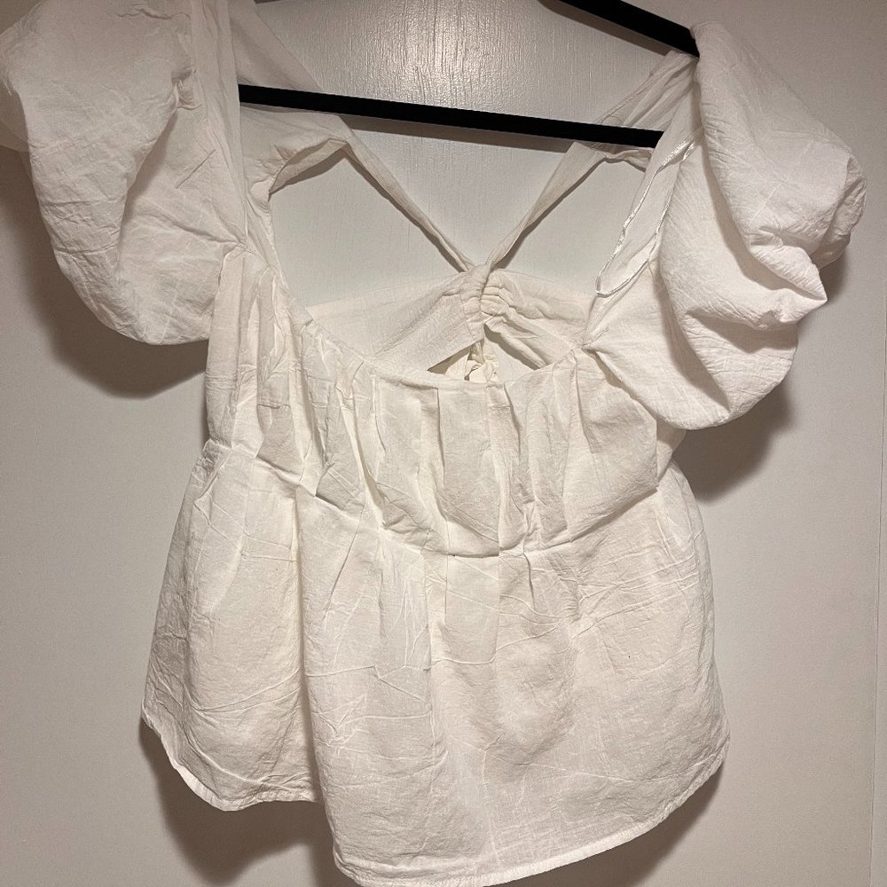 Astr Pleated Tie Back Peplum Top